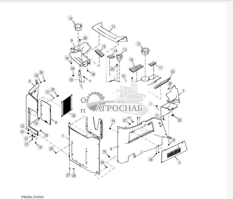Внутренние панели и щитки кабины 